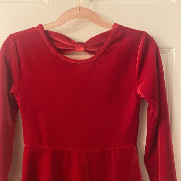 Little Girls Red Velvet Dress - Picture 2 of 5